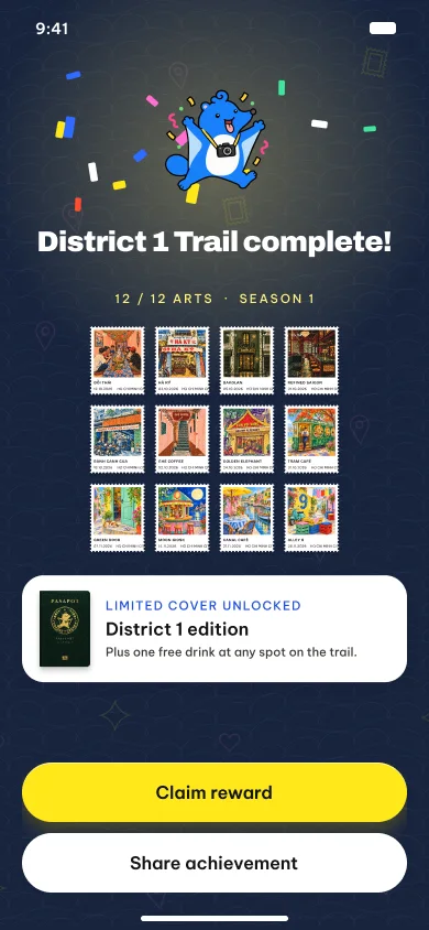 Trail complete screen